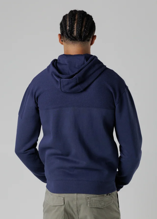 Firetrap Dark Blue Regular Fit Cotton Rich Zip Through Hoody With Sleeve Pocket