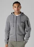Firetrap Dark Grey Regular Fit Cotton Rich Zip Through Hoody With Sleeve Pocket - S Image 1