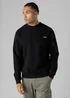 Firetrap Black Regular Fit Cotton Rich Crew Neck Sweatshirt With Sleeve Pocket - S Image 1