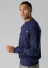 Firetrap Dark Blue Regular Fit Cotton Rich Crew Neck Sweatshirt With Sleeve Pocket - S Image 3