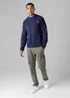Firetrap Dark Blue Regular Fit Cotton Rich Crew Neck Sweatshirt With Sleeve Pocket - S Image 4