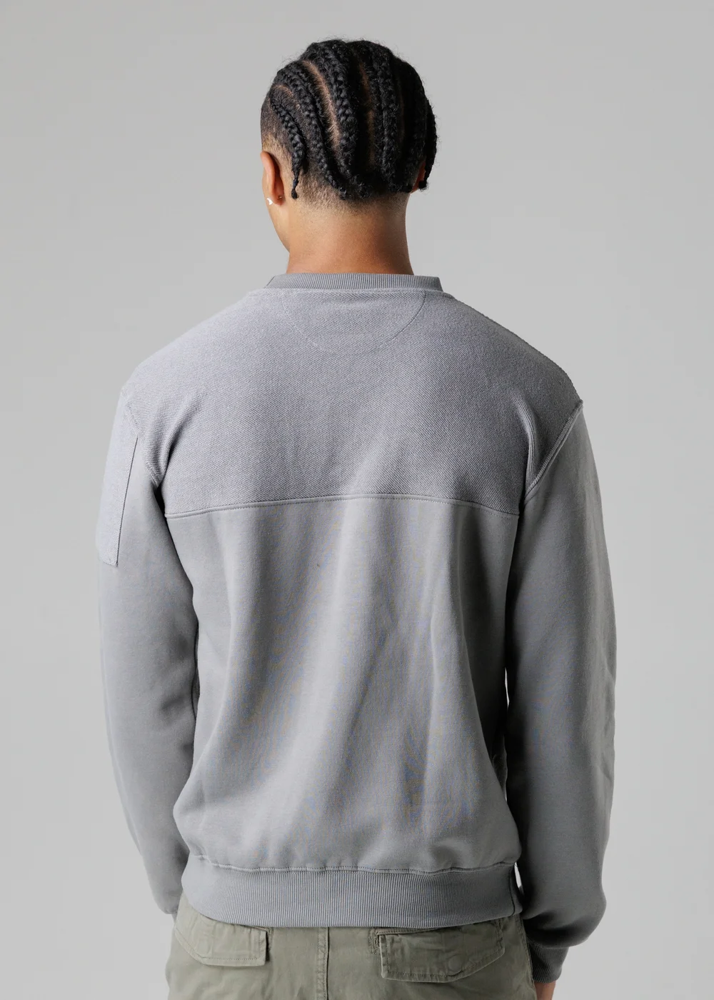 Firetrap Grey Regular Fit Cotton Rich Crew Neck Sweatshirt With Sleeve Pocket - S Image 2