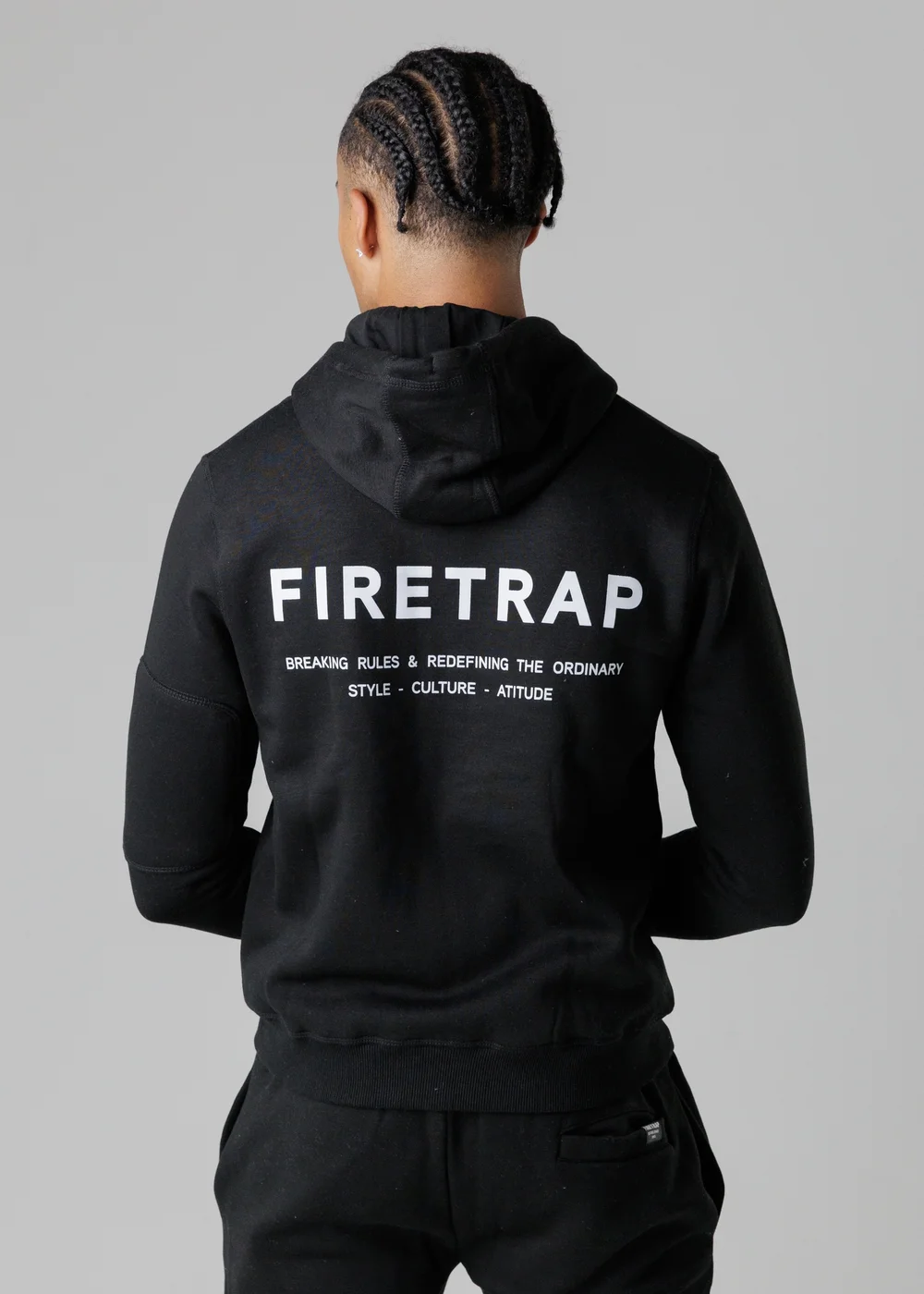 Firetrap Black Regular Fit Zip Through Fleece Hoody With Drawstrings - S Image 2