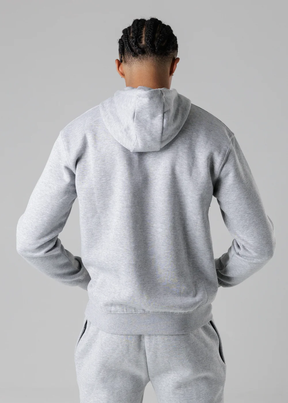 Firetrap Light Grey Cotton Rich Brushed Fleece Hoody With Kangaroo Pocket - S Image 2
