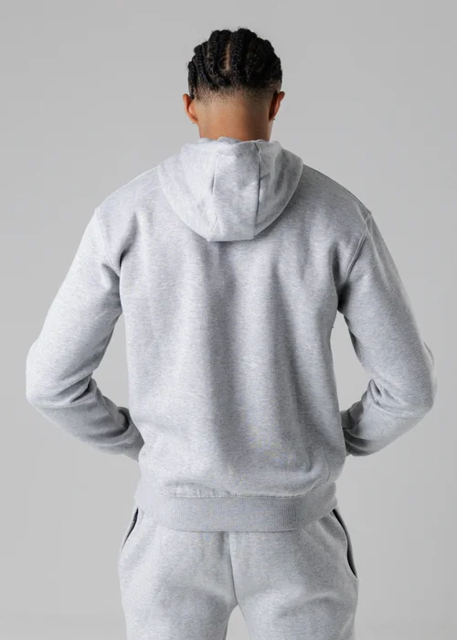 Firetrap Light Grey Cotton Rich Brushed Fleece Hoody With Kangaroo Pocket - S Image 2