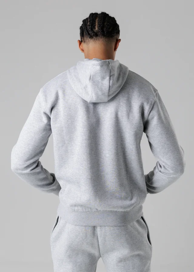 Firetrap Light Grey Cotton Rich Brushed Fleece Hoody With Kangaroo Pocket