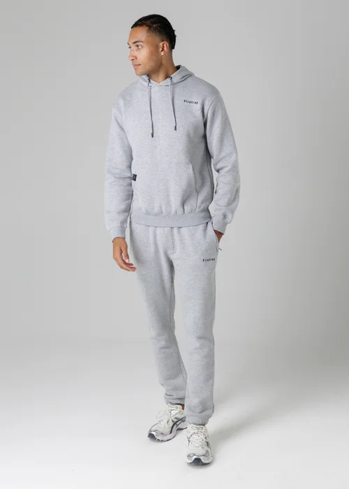 Firetrap Light Grey Cotton Rich Brushed Fleece Hoody With Kangaroo Pocket - S Image 4