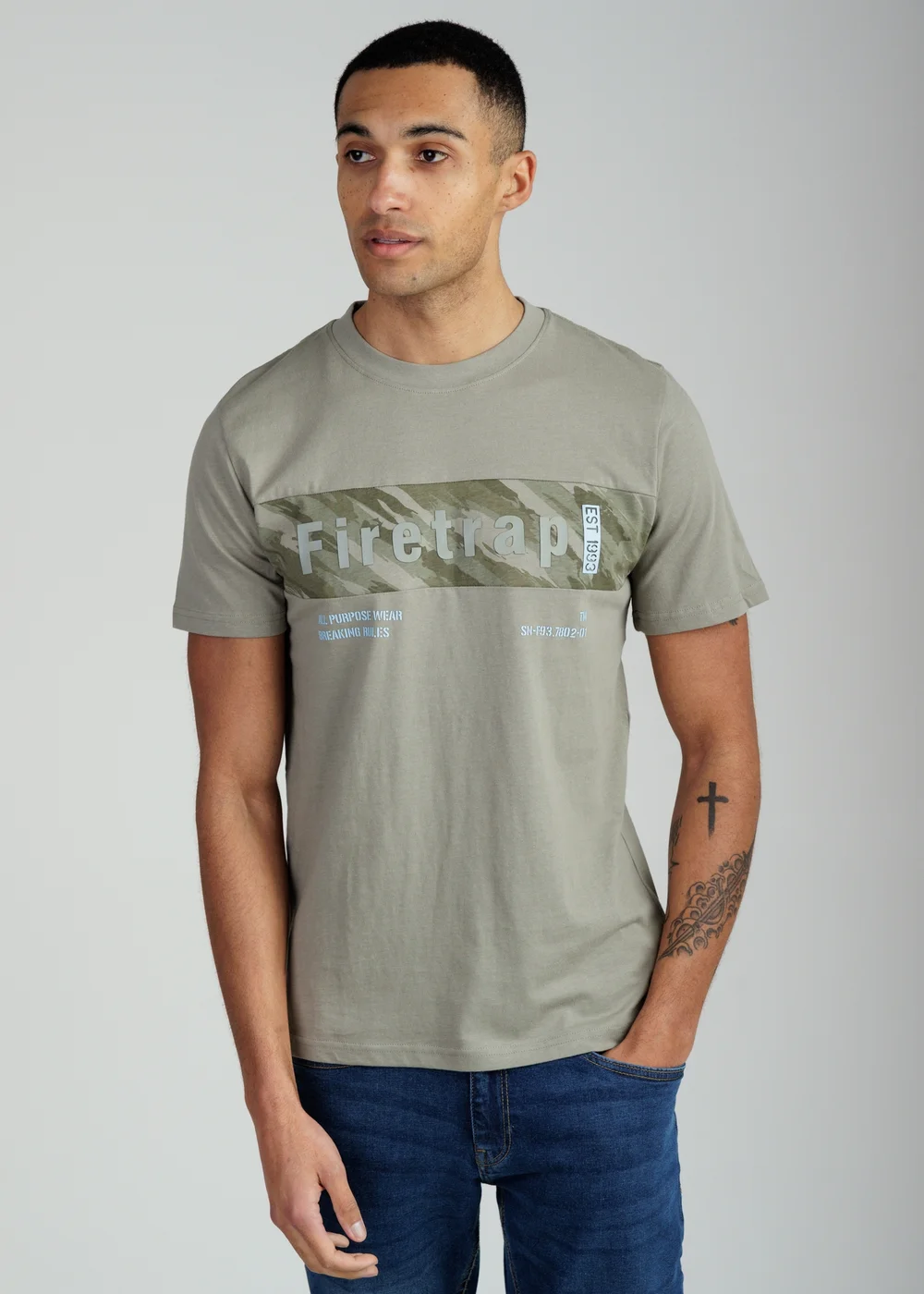 Firetrap Multi 3 Pack Regular Fit Cotton Graphic Crew Neck T-Shirts - S Image 4