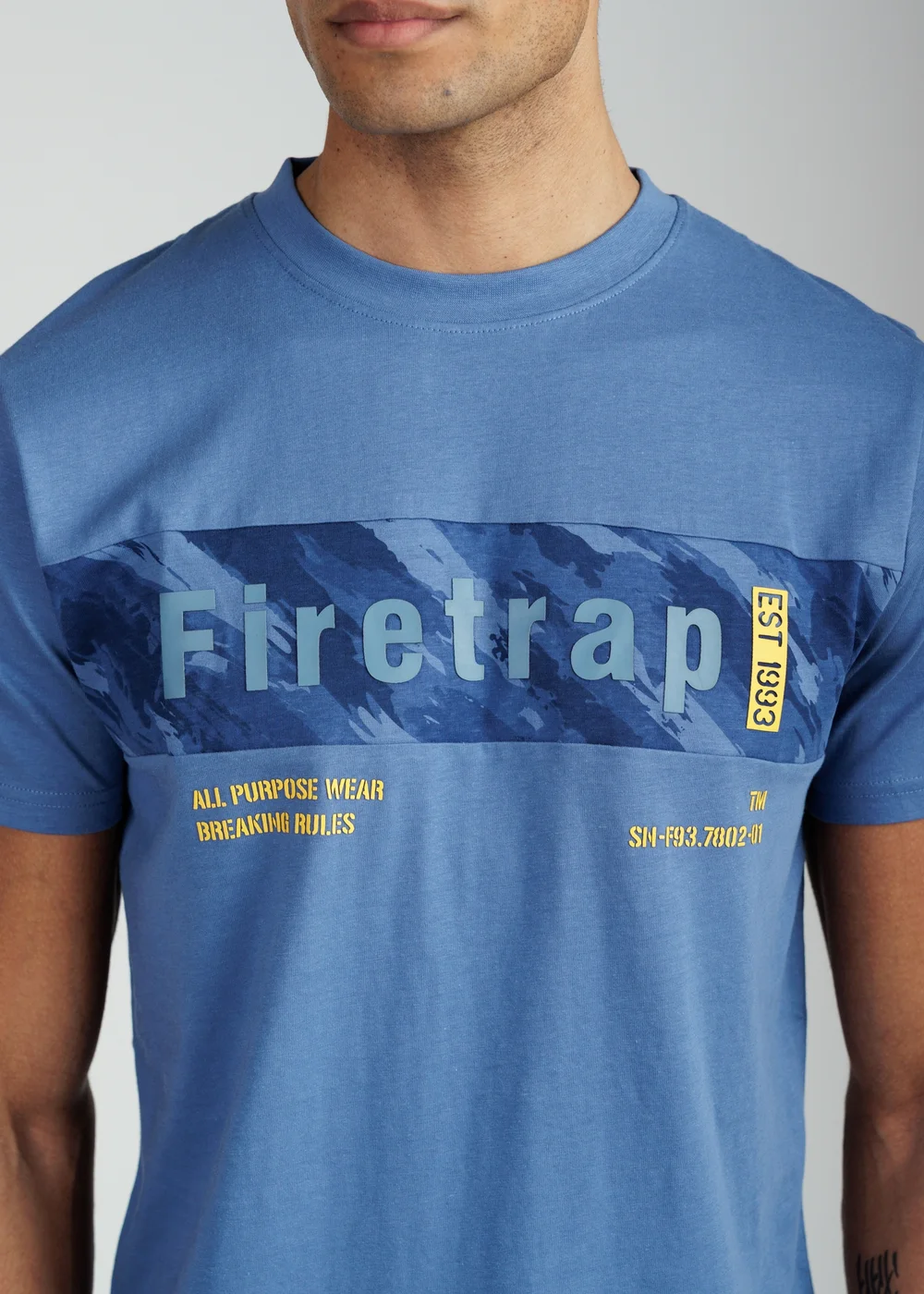 Firetrap Multi 3 Pack Regular Fit Cotton Graphic Crew Neck T-Shirts - S Image 3