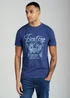 Firetrap Dark Blue Regular Fit Cotton Graphic Crew T-Shirt - S Image 1