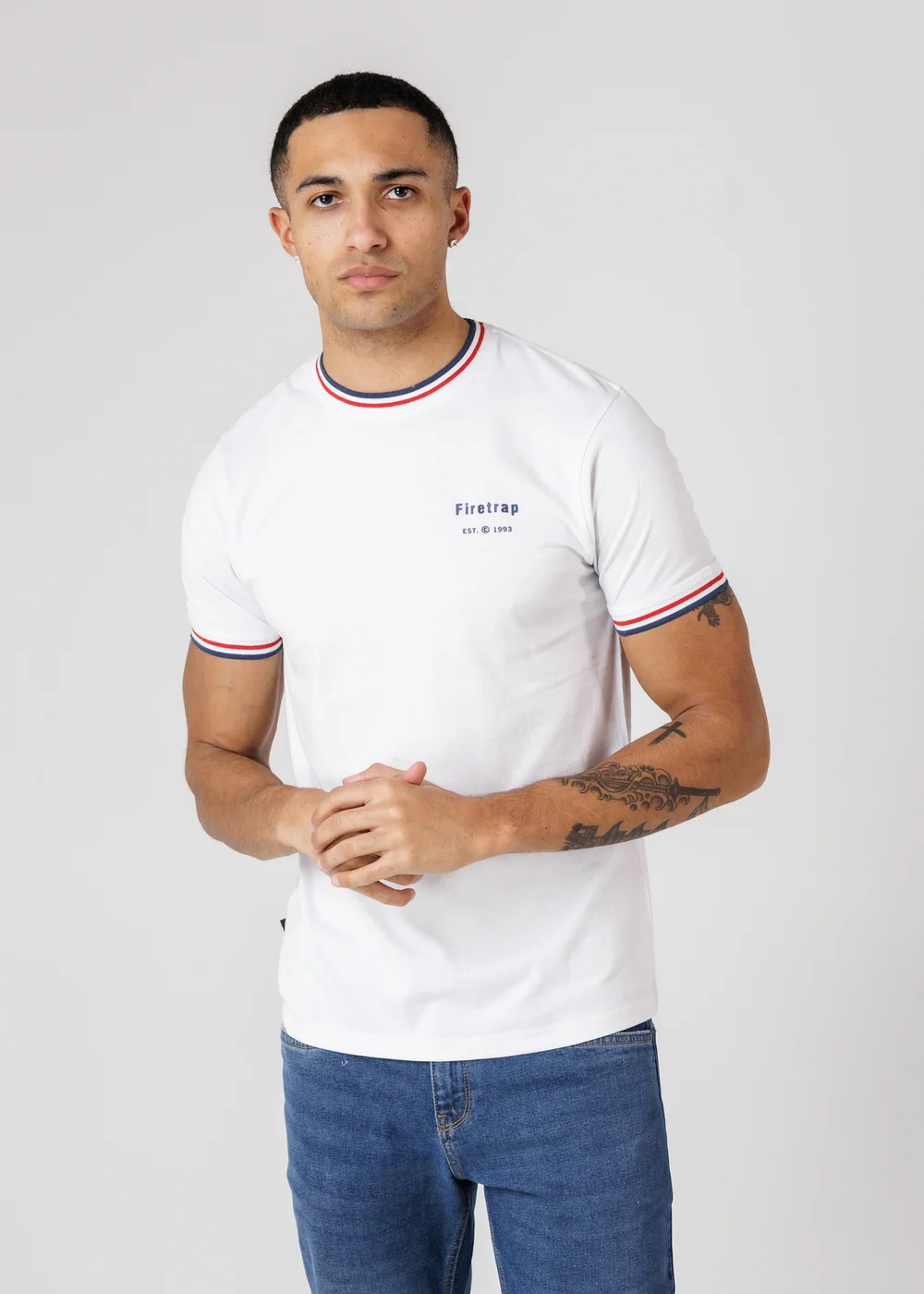 Firetrap Multi 4 Pack Regular Fit Cotton Crew T-Shirts - L Image 2