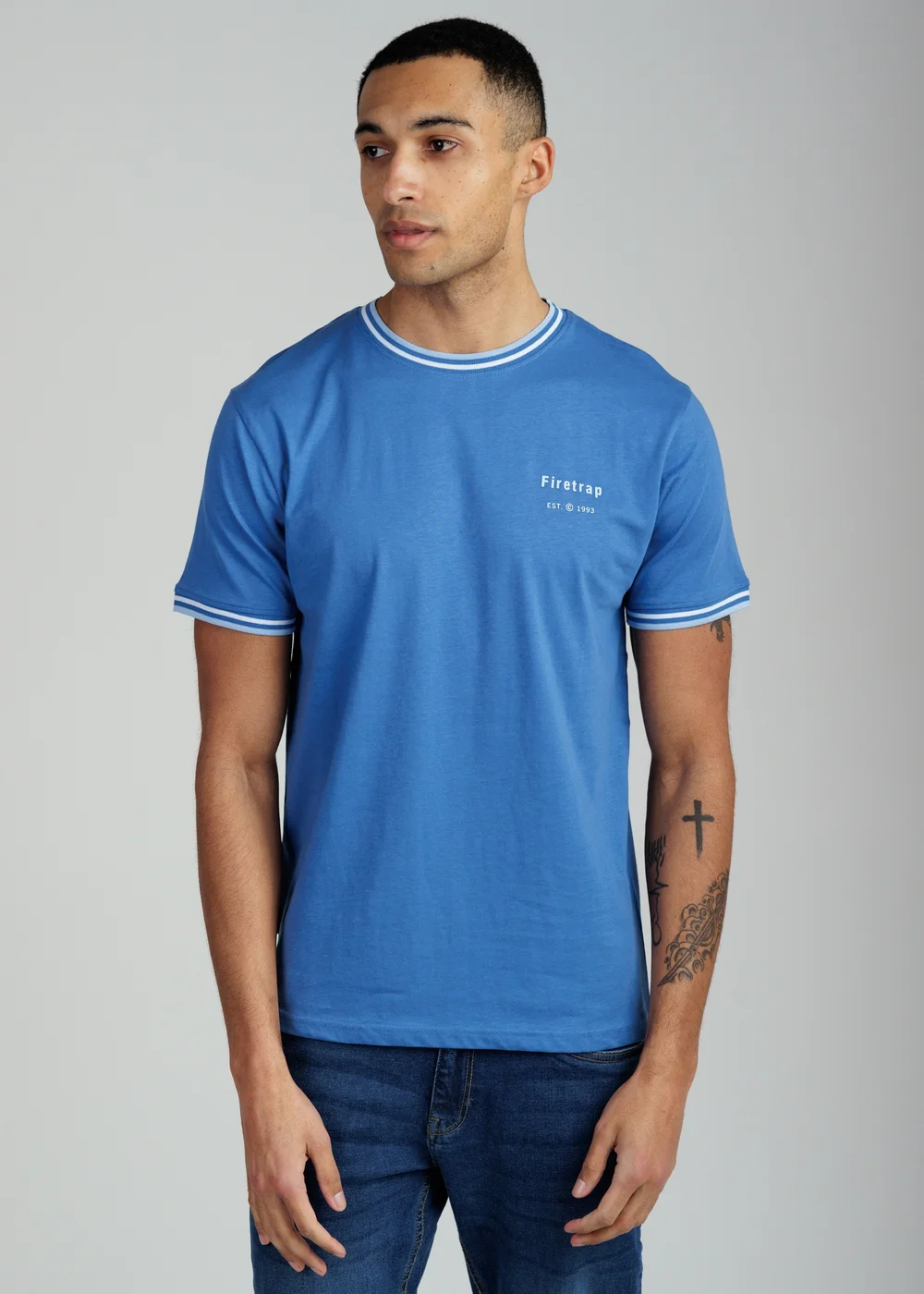 Firetrap Multi 4 Pack Regular Fit Cotton Crew T-Shirts - L Image 1