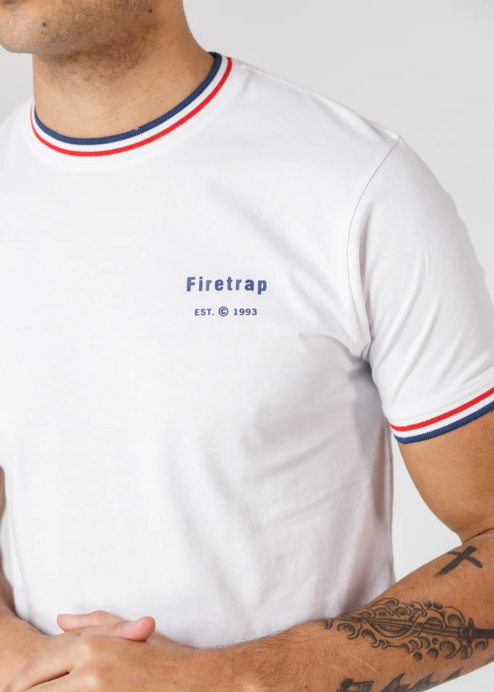 Firetrap Multi 4 Pack Regular Fit Cotton Crew T-Shirts - L Image 5