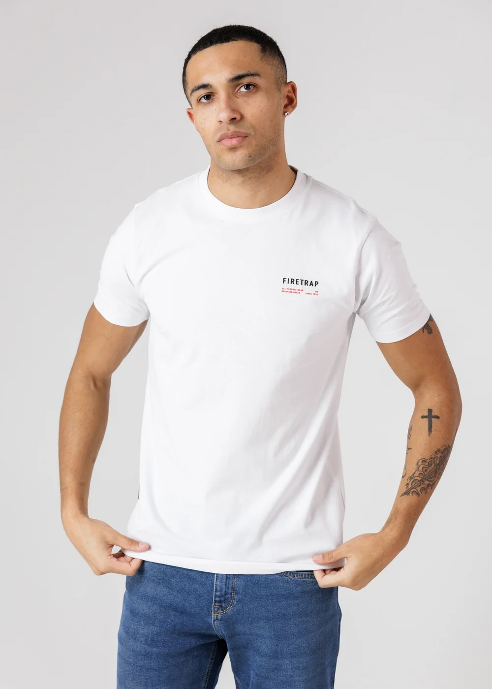 Firetrap Multi 3 Pack Regular Fit Cotton Crew T-Shirts - S Image 3