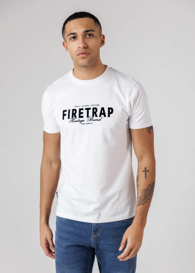 Firetrap Black 3 Pack Regular Fit Cotton Graphic Crew Neck T-Shirts
