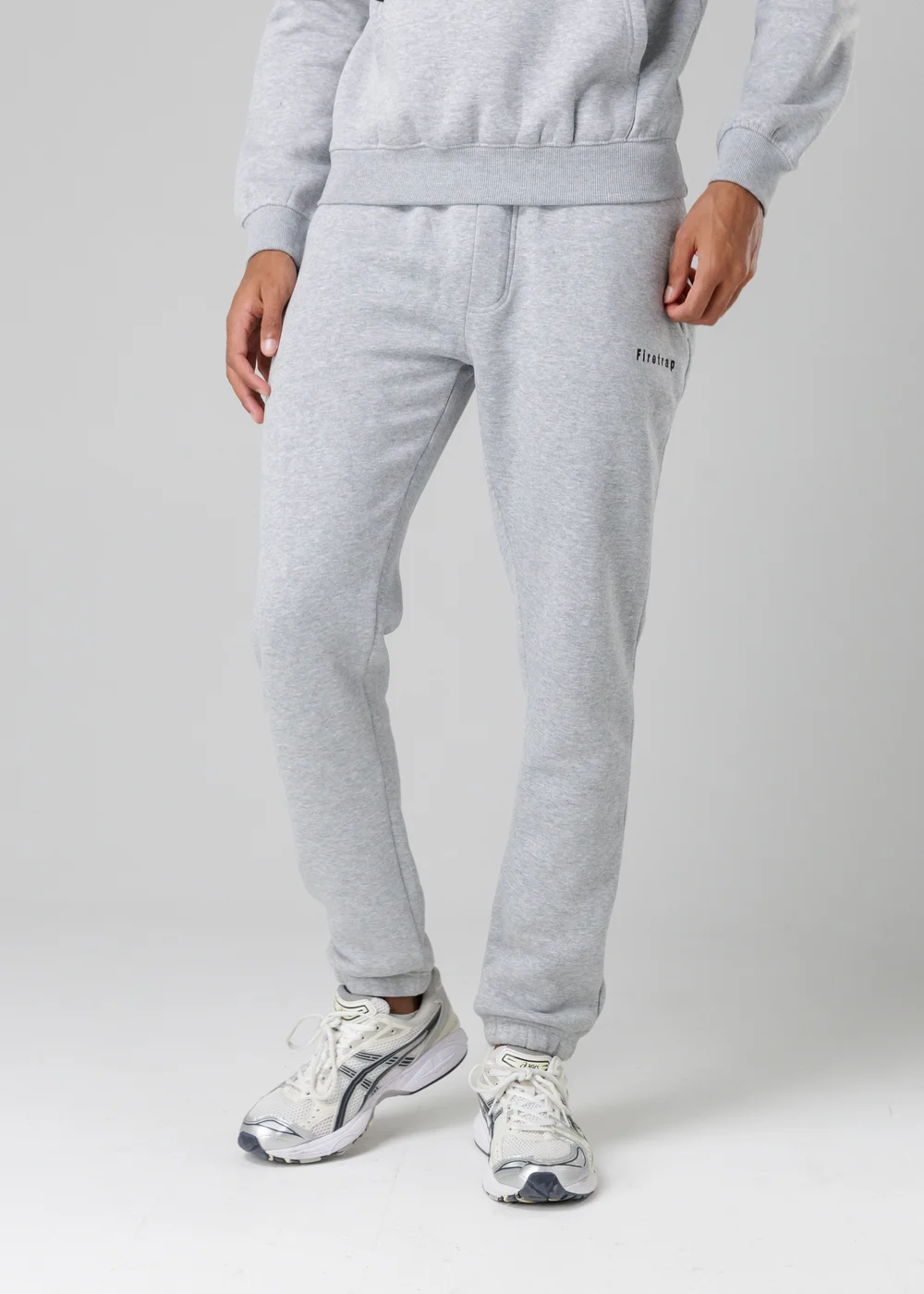 Firetrap Light Grey Cotton Rich Brushed Fleece Joggers With Zip Pockets - S Image 1