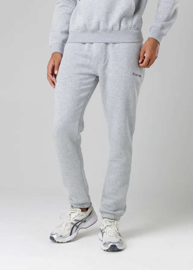 Firetrap Light Grey Cotton Rich Brushed Fleece Joggers With Zip Pockets