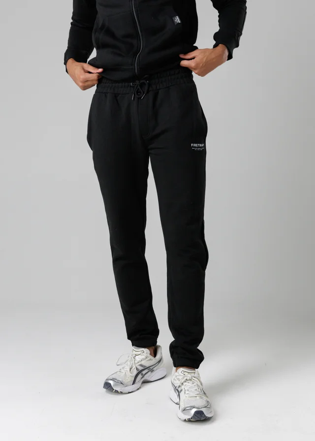 Firetrap Black Regular Fit Cotton Blend Fleece Joggers With Drawstring Waist