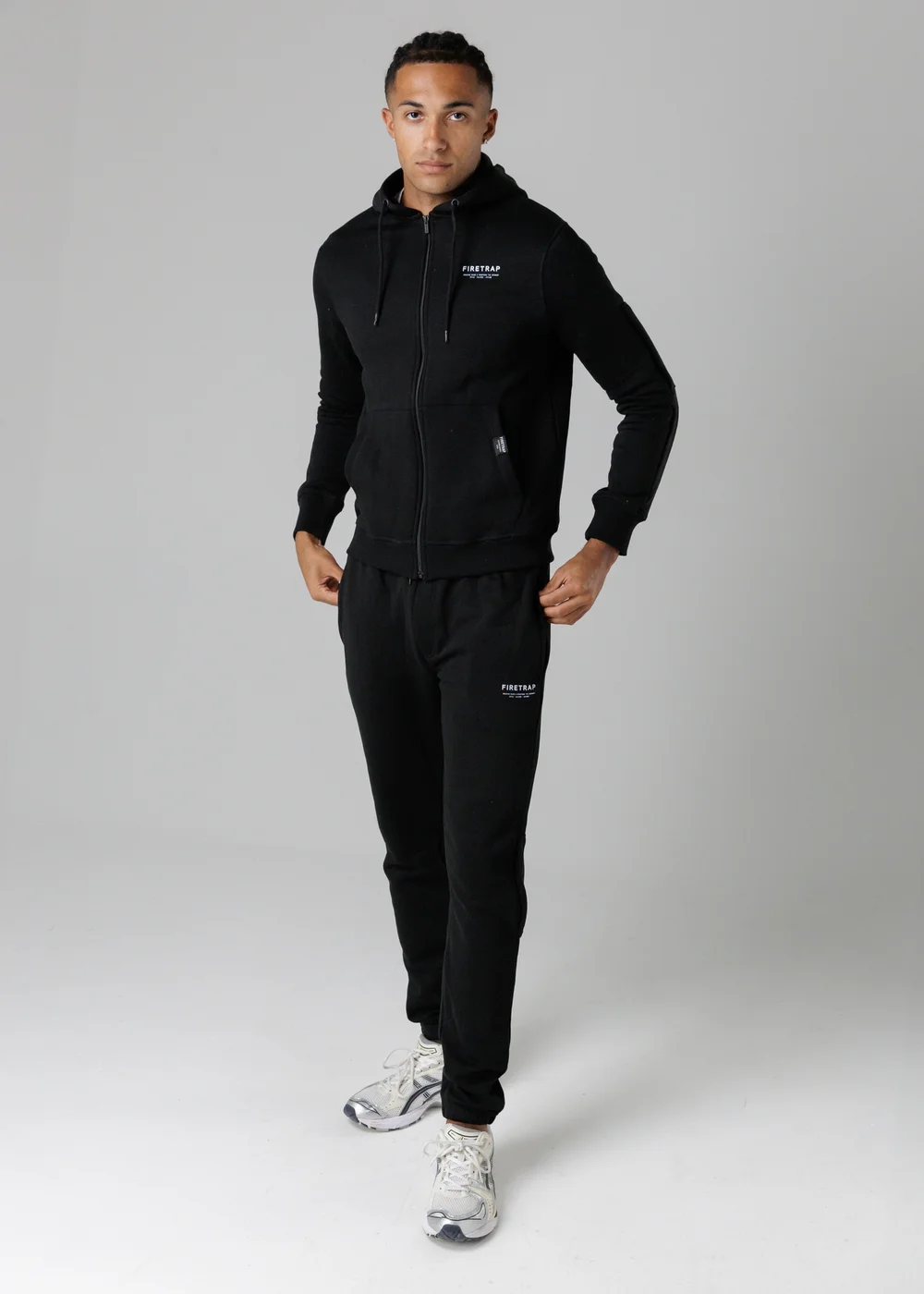 Firetrap Black Regular Fit Cotton Blend Fleece Joggers With Drawstring Waist - S Image 4