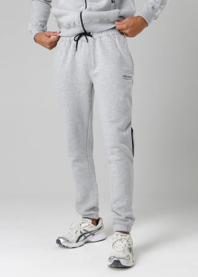 Firetrap Light Grey Regular Fit Cotton Blend Fleece Joggers With Drawstring Waist