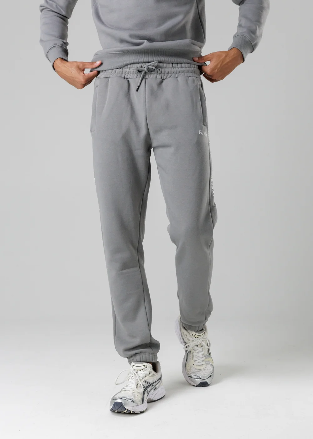 Firetrap Dark Grey Cotton Rich Brushed Fleece Joggers With Logo Strip Detail - S Image 1