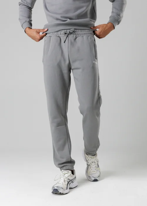 Firetrap Dark Grey Cotton Rich Brushed Fleece Joggers With Logo Strip Detail - S Image 1