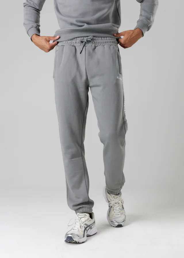Firetrap Dark Grey Cotton Rich Brushed Fleece Joggers With Logo Strip Detail