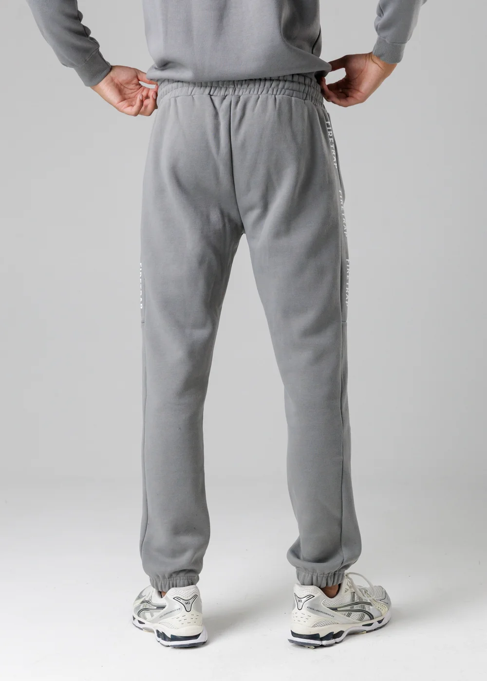 Firetrap Dark Grey Cotton Rich Brushed Fleece Joggers With Logo Strip Detail - S Image 2