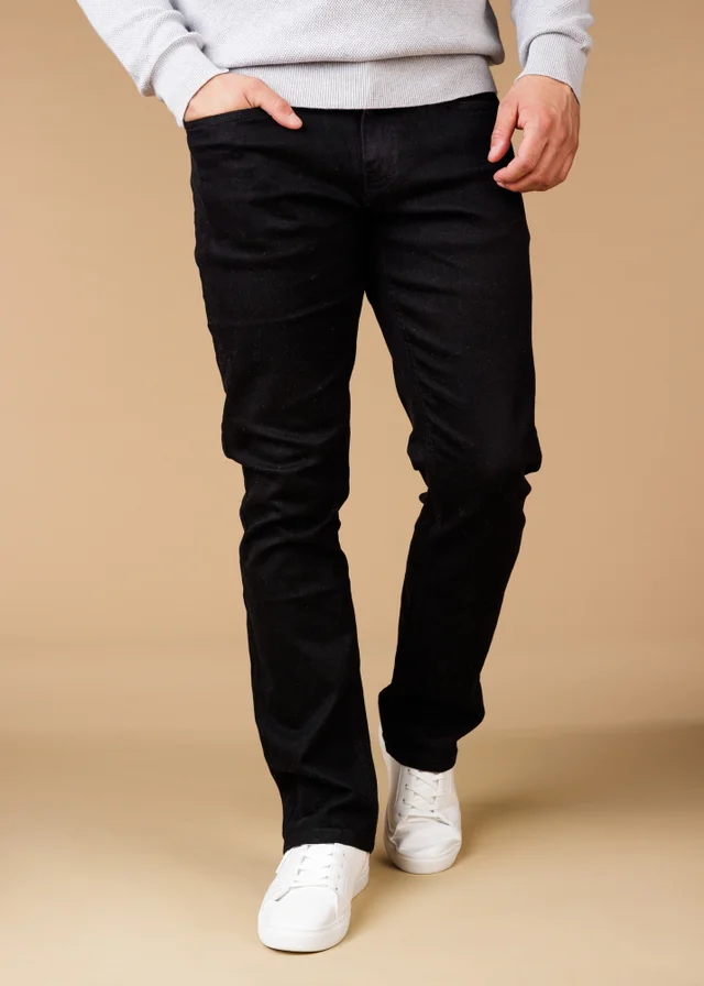 Firetrap Black Straight Leg Cotton Rich Jeans