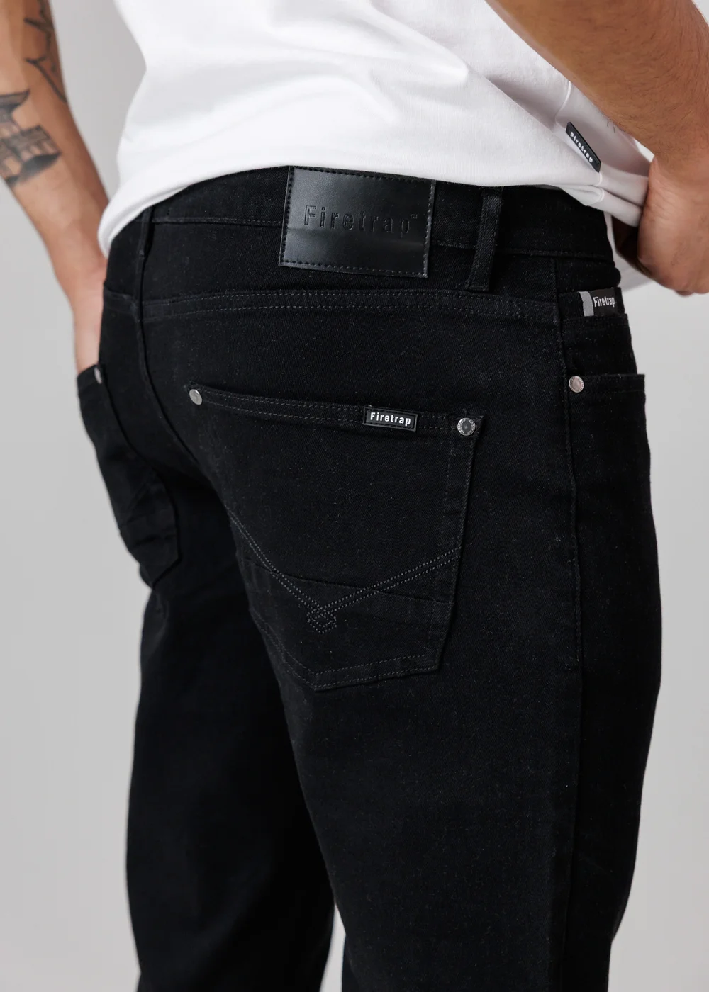 Firetrap Black Straight Leg Cotton Rich Jeans - 30/L30 Image 3