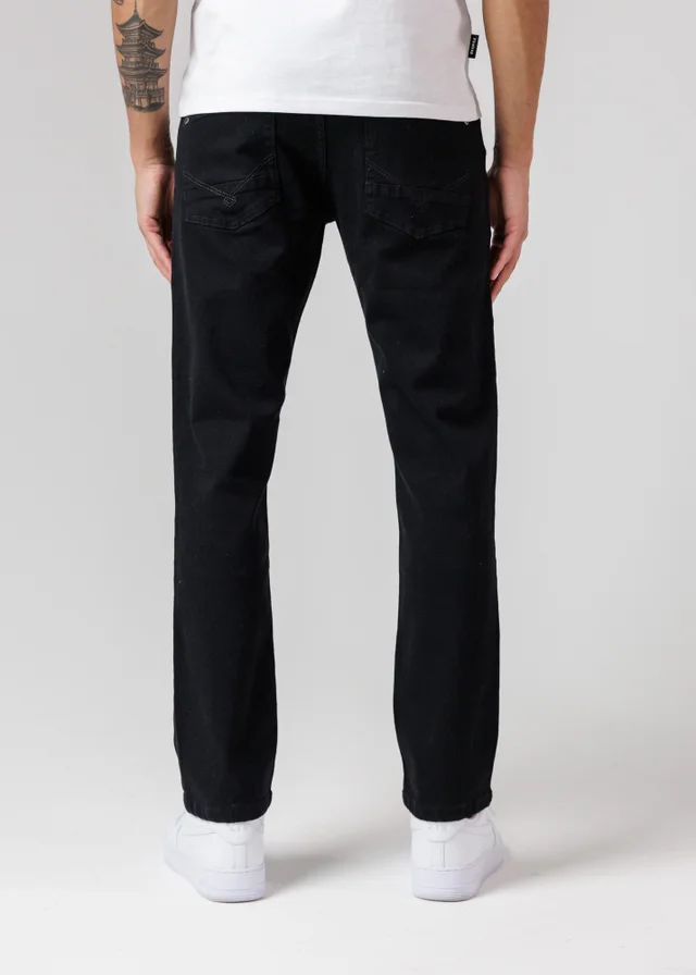 Firetrap Black Straight Leg Cotton Rich Jeans