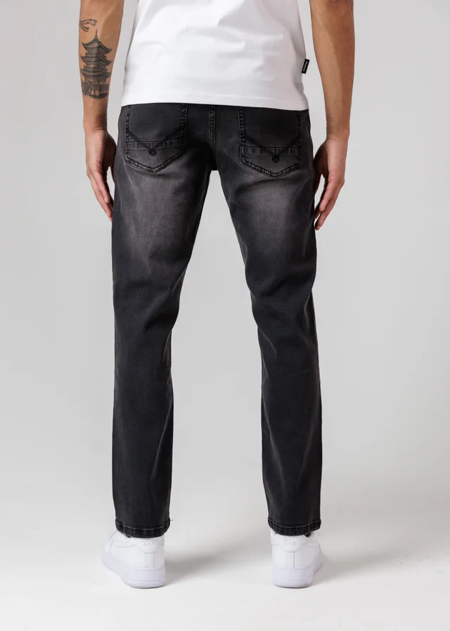 Firetrap Dark Grey Straight Leg Cotton Rich Jeans