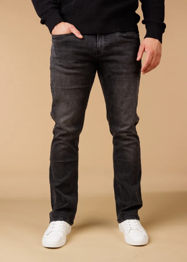 Firetrap Dark Grey Straight Leg Cotton Rich Jeans