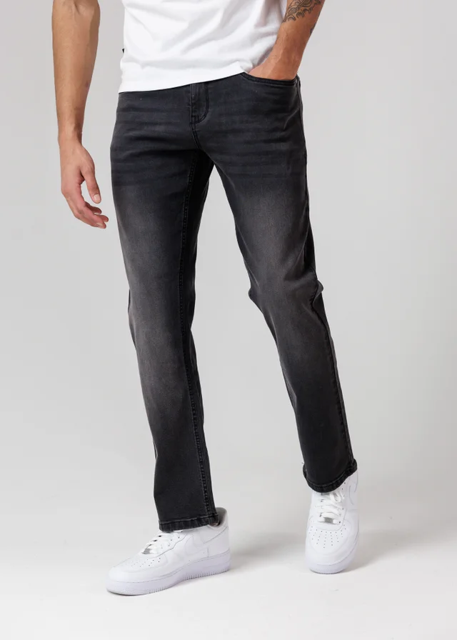 Firetrap Dark Grey Straight Leg Cotton Rich Jeans