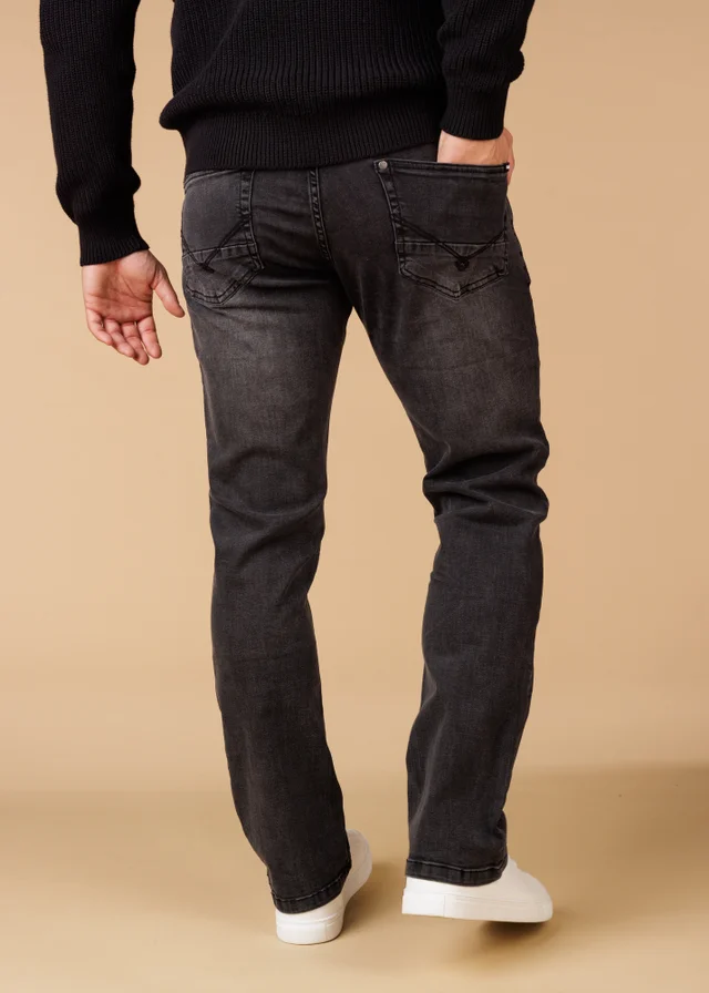 Firetrap Dark Grey Straight Leg Cotton Rich Jeans