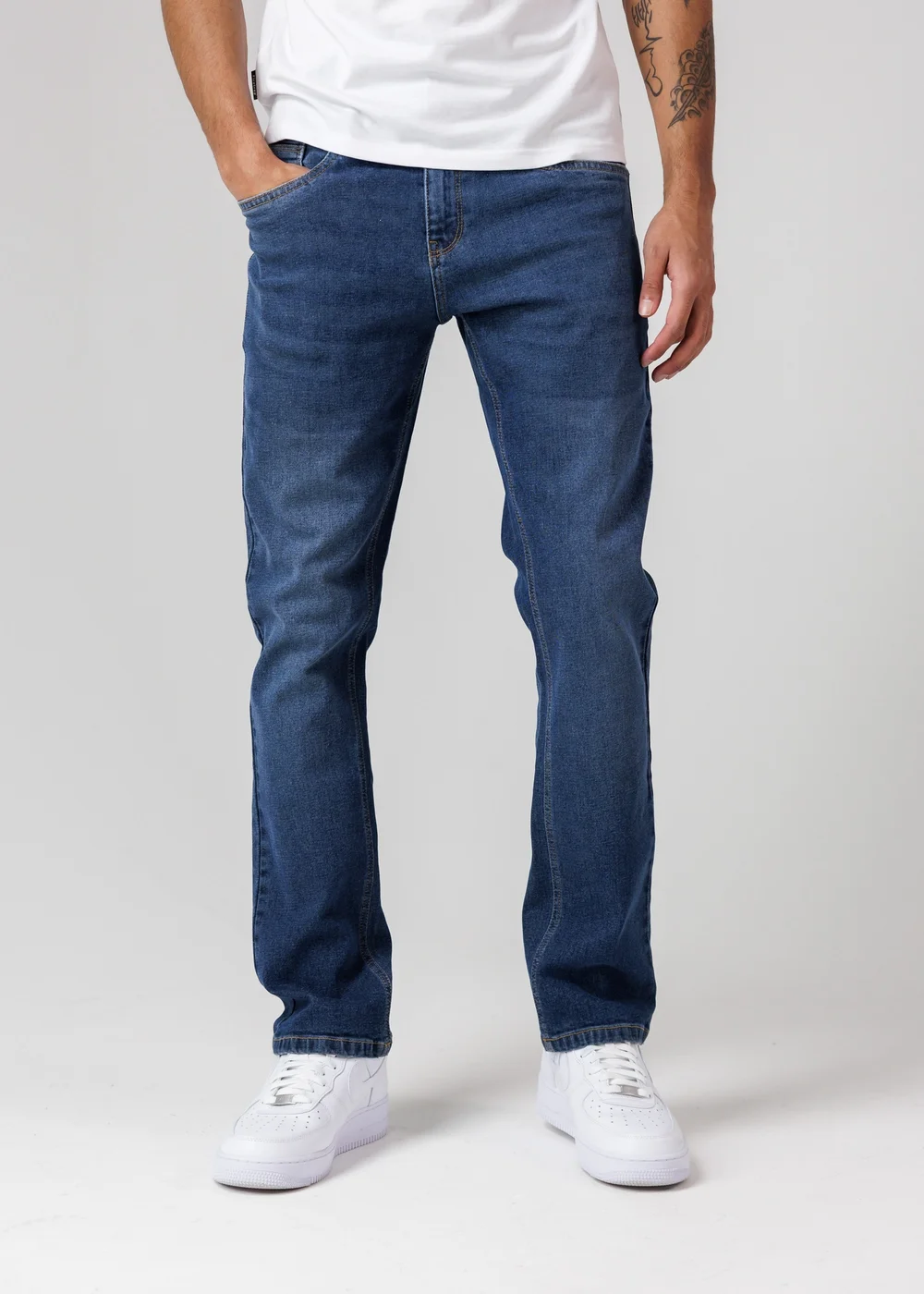 Firetrap Navy Straight Leg Cotton Rich Jeans - 30/L32 Image 1
