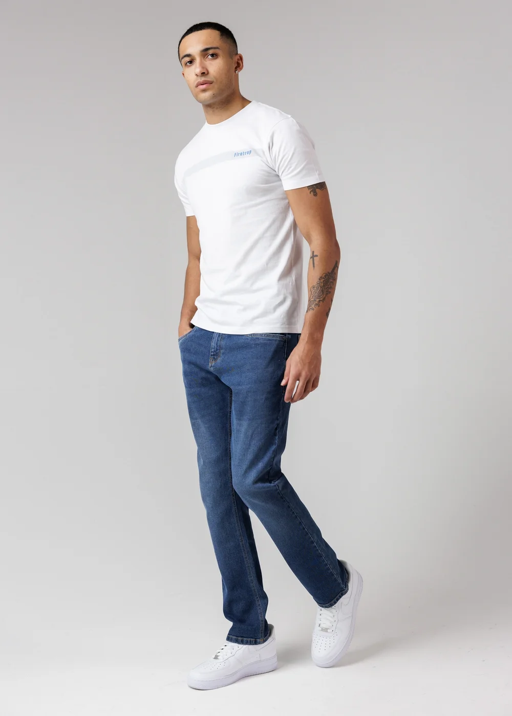 Firetrap Navy Straight Leg Cotton Rich Jeans - 30/L32 Image 4
