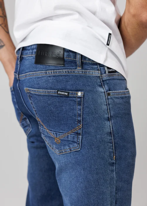 Firetrap Navy Straight Leg Cotton Rich Jeans - 30/L32 Image 3