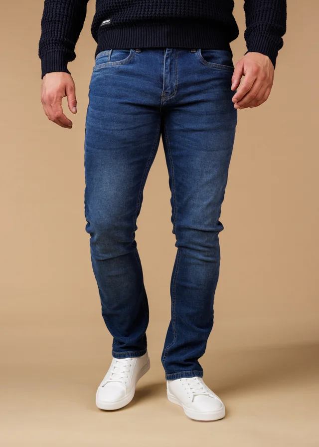 Firetrap Navy Straight Leg Cotton Rich Jeans