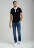 Firetrap Black Regular Fit Ribbed Cotton Button Polo - S Image 4