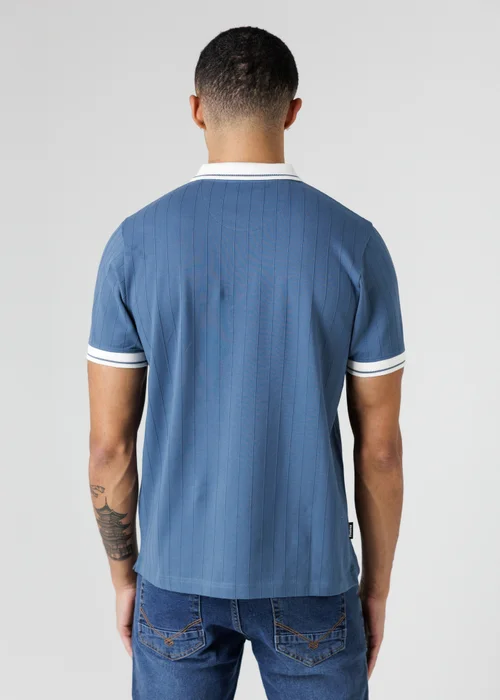 Firetrap Light Blue Regular Fit Ribbed Cotton Button Polo - S Image 2