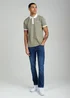 Firetrap Khaki Regular Fit Ribbed Cotton Button Polo - S Image 4