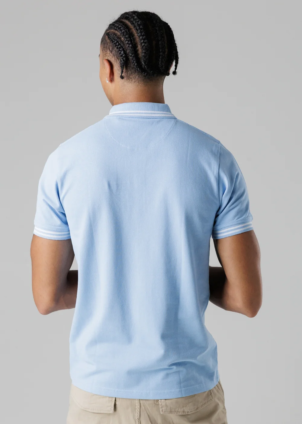 Firetrap Light Blue Regular Fit Cotton Button Polo Shirt With Stripe Detail - S Image 2