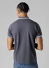 Firetrap Dark Grey Regular Fit Cotton Button Polo Shirt With Stripe Detail - S Image 2