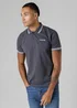 Firetrap Dark Grey Regular Fit Cotton Button Polo Shirt With Stripe Detail - S Image 1