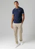 Firetrap Navy Regular Fit Cotton Button Polo Shirt With Stripe Detail - S Image 4
