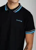 Firetrap Black Regular Fit Cotton Button Polo Shirt With Contrast Trim - S Image 3