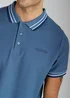 Firetrap Light Blue Regular Fit Cotton Button Polo Shirt With Contrast Trim - S Image 3