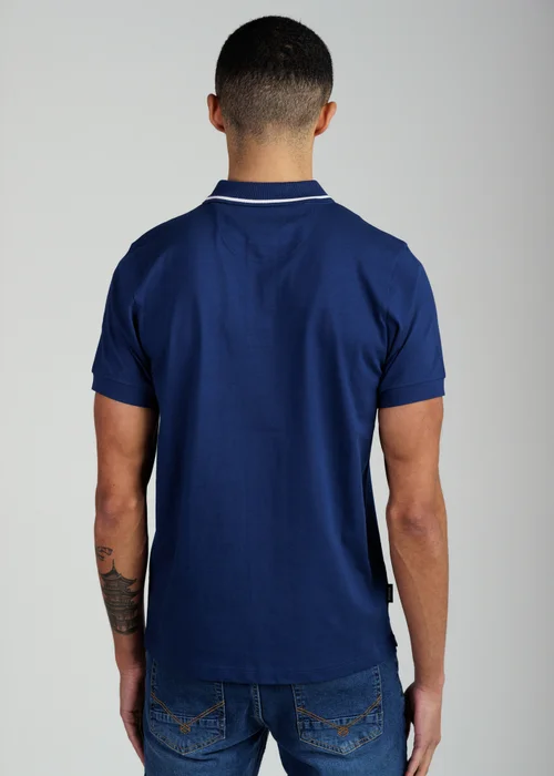 Firetrap Dark Blue Regular Fit Cotton Jersey Polo With Taping - S Image 2
