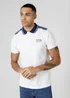 Firetrap White Regular Fit Cotton Jersey Polo With Taping - S Image 1